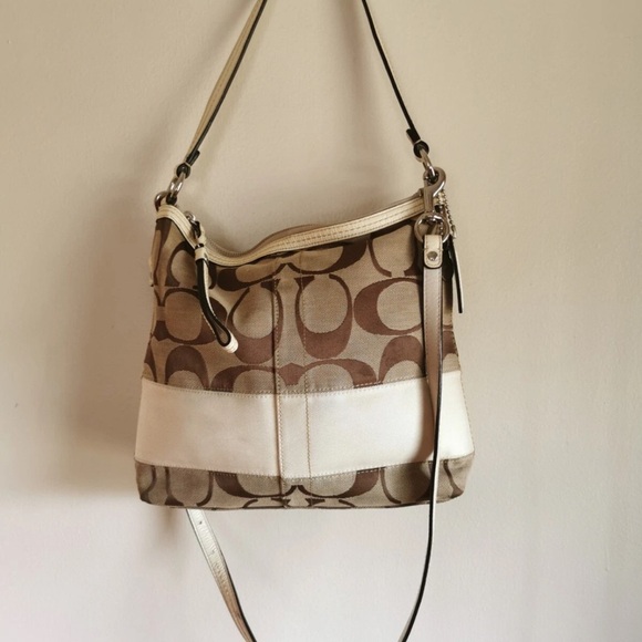 Coach Tan and Cream Signature Shoulder Bag - Picture 1 of 3